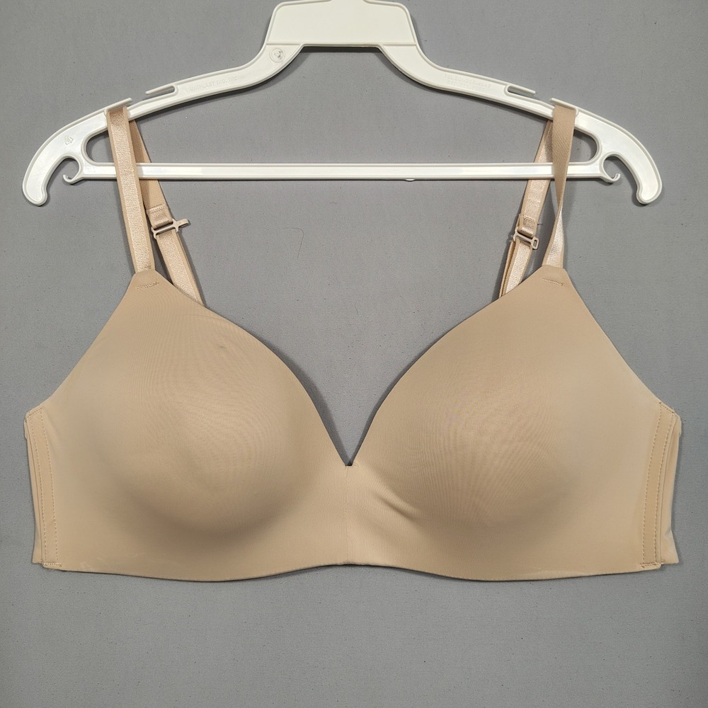 Auden The Bliss Wireless Bra Women 38C Padded Adjustable Straps Beige Tan